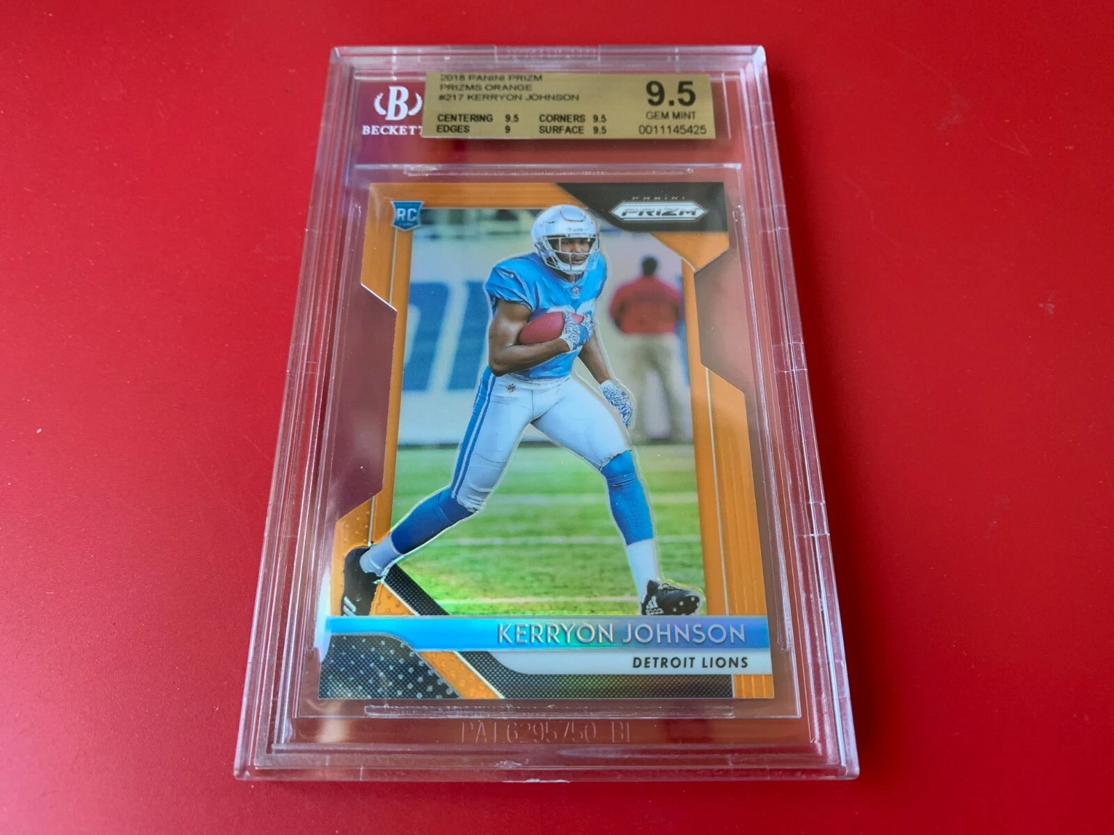 Kerryon Johnson  2018 Panini Orange Rookie /249 Card BGS 9.5 GEM MINT