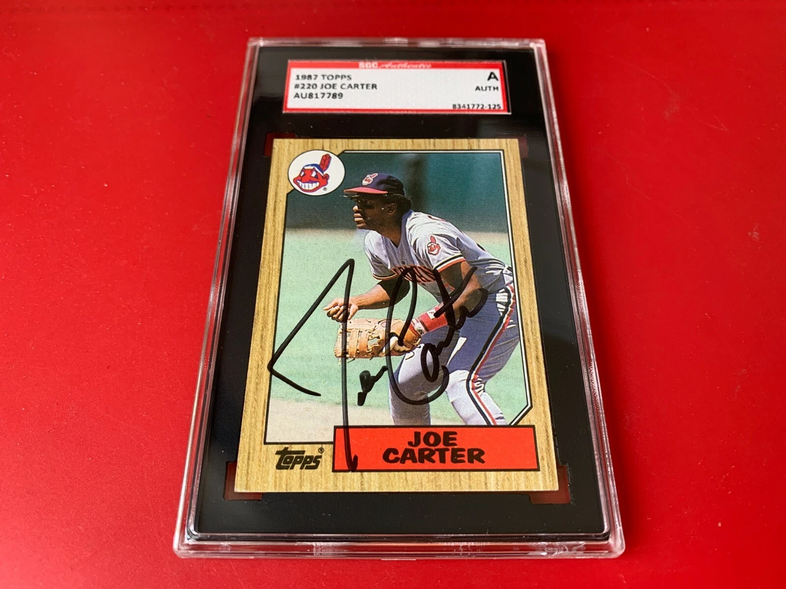 Joe Carter Indians 1987 Topps Card Signed SGC Certified ENCAPSULATED