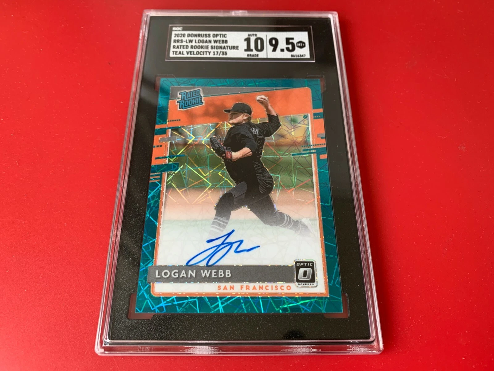 Logan Webb 2020 Donruss Optic RR Teal Velocity 17/35 Rookie Card SGC 9.5 &10