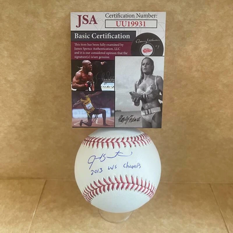 JARROD SALTALAMACCHIA BOSTON RED SOX 2013 WS CHAMPS SIGNED M.L. BASEBALL JSA UU1