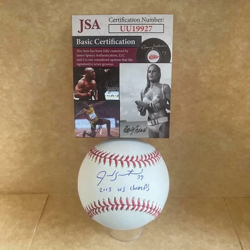 JARROD SALTALAMACCHIA BOSTON RED SOX 2013 WS CHAMPS SIGNED M.L. BASEBALL JSA UU1