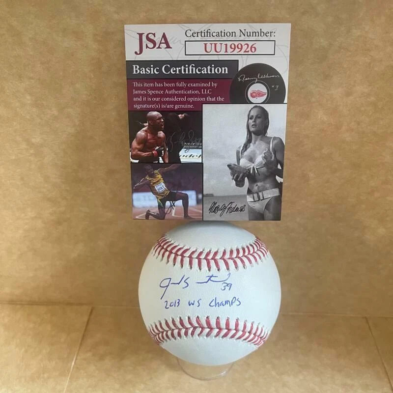 JARROD SALTALAMACCHIA BOSTON RED SOX 2013 WS CHAMPS SIGNED M.L. BASEBALL JSA UU1