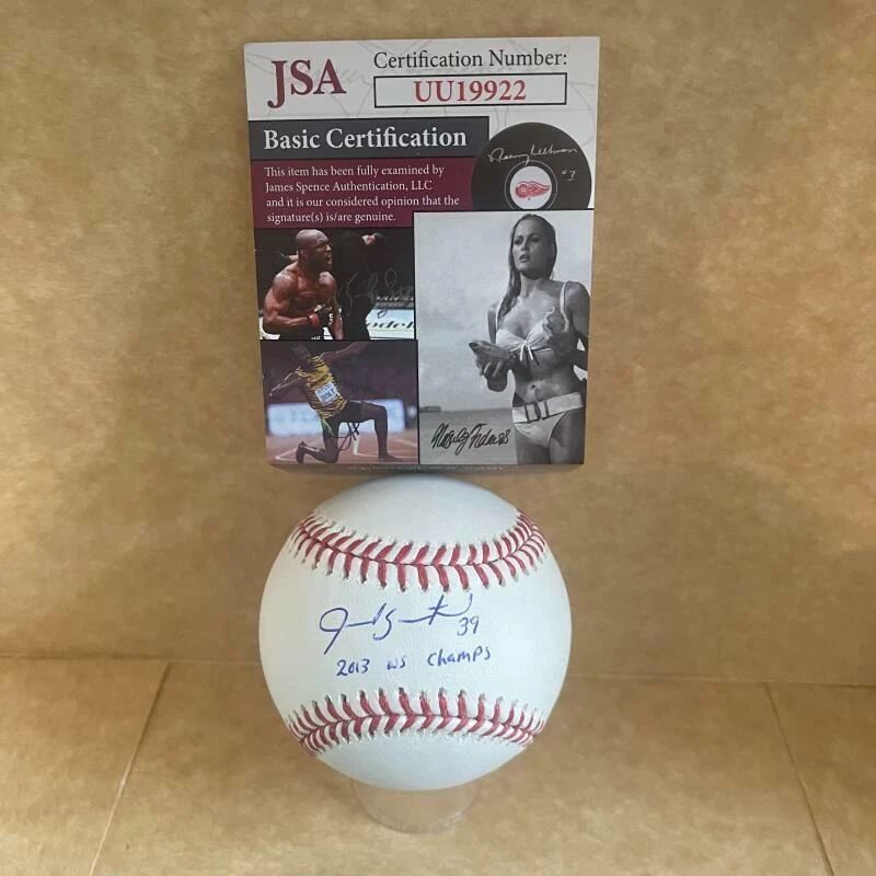 JARROD SALTALAMACCHIA BOSTON RED SOX 2013 WS CHAMPS SIGNED M.L. BASEBALL JSA UU1