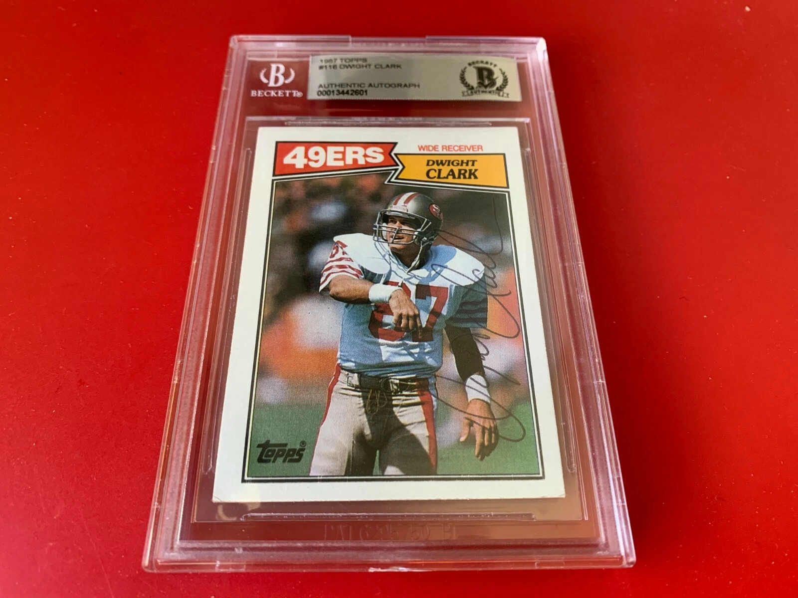 Dwight Clark 49ers 1987 Topps Card Signed Auto Beckett BAS Slabbed