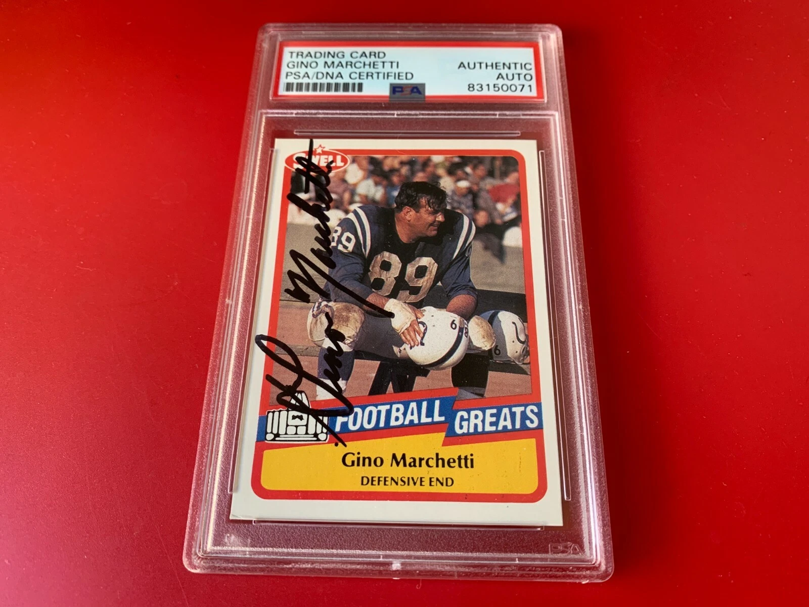 Gino Marchetti HOF 1989 Swell Greats Card Signed Auto PSA/DNA