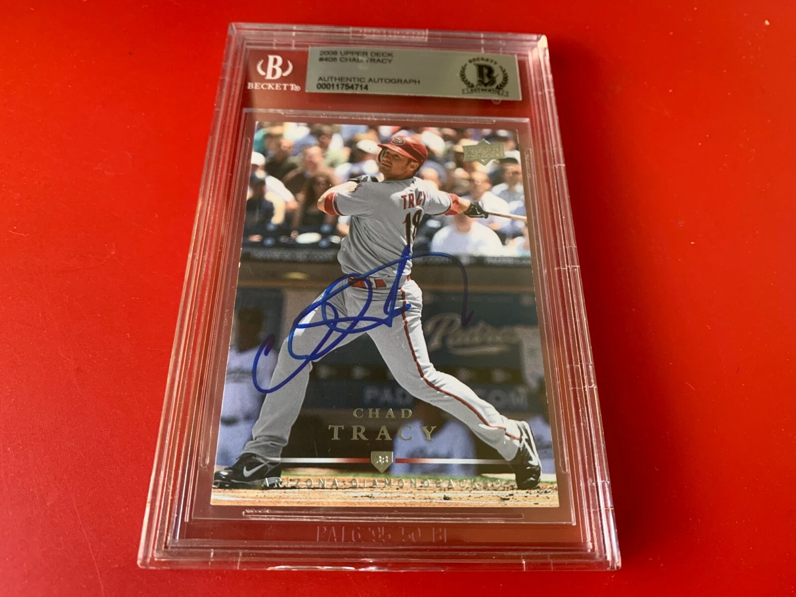Chad Tracy 2008 Upper Deck UD Card Signed Auto Beckett BAS Slabbed