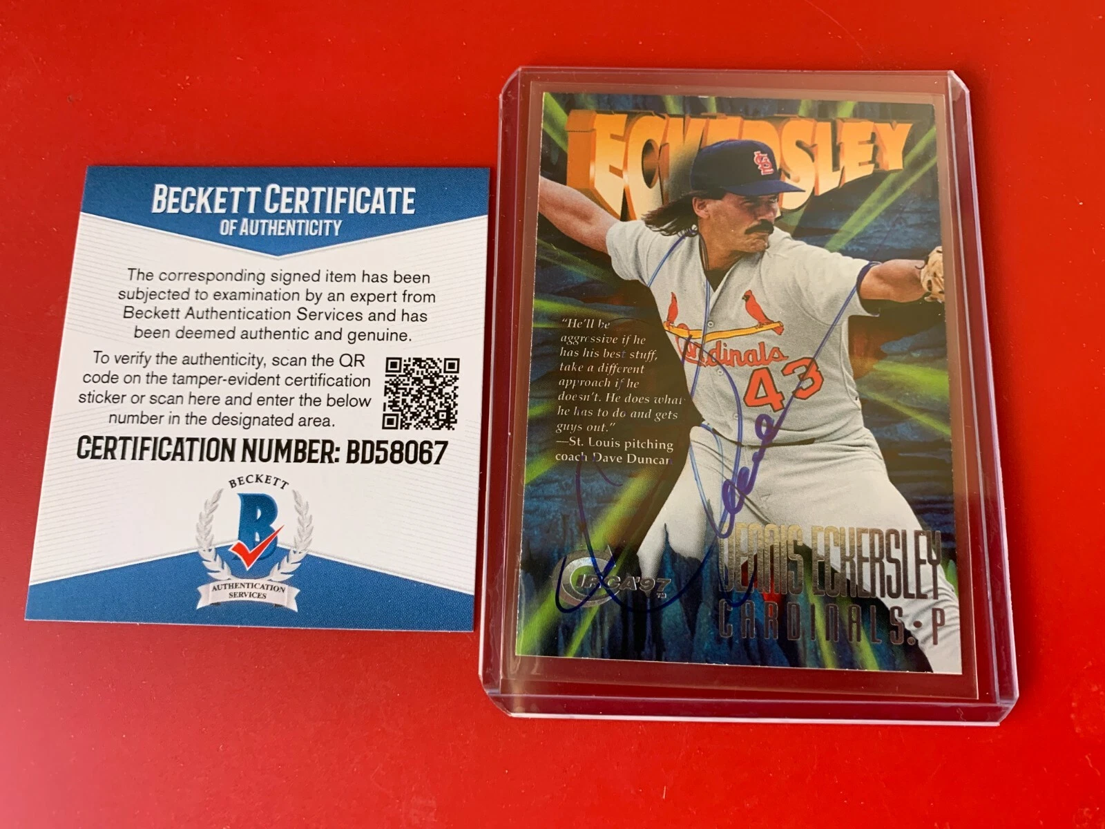 Dennis Eckersley Oakland A's 1997 Circa Card Signed Auto BAS COA