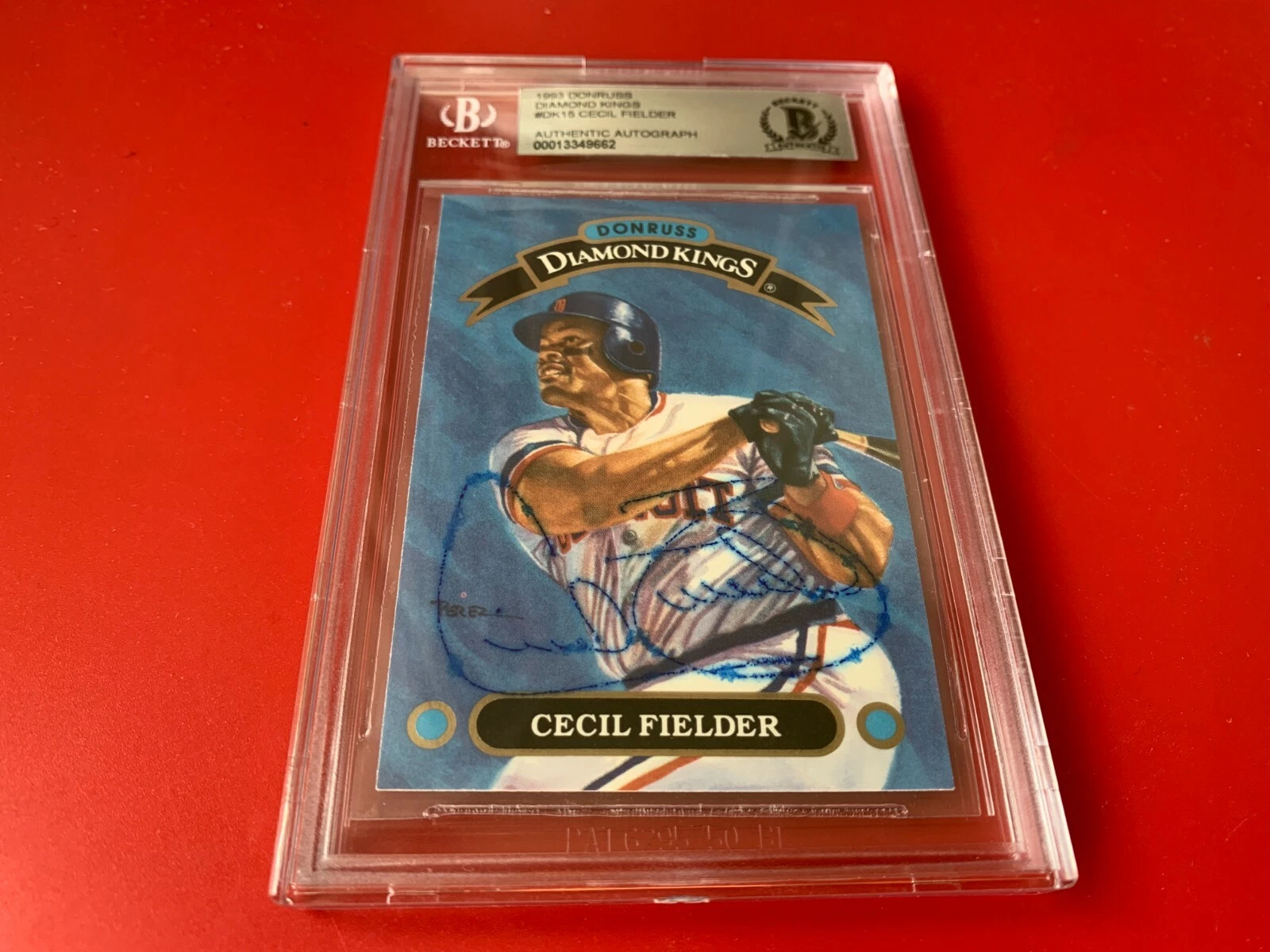 Cecil Fielder Tigers 1993 Donruss Diamond Kings Card Signed Auto Beckett BAS