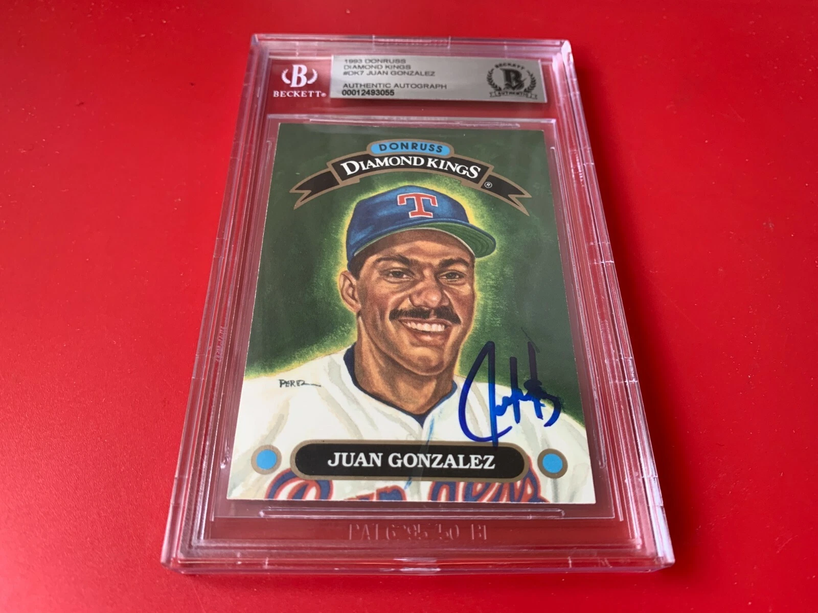 Juan Gonzalez Rangers 1993 Donruss Diamond Kings Card Signed Auto Beckett BAS