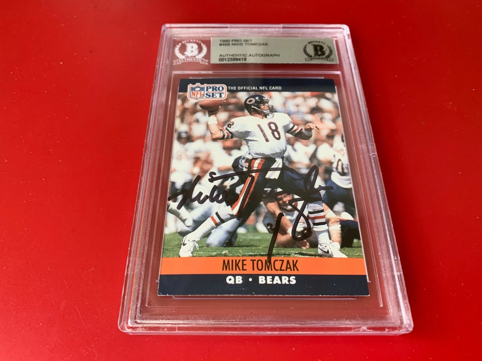 Mike Tomczak Bears 1990 Pro Set Card Signed Auto PSA/DNA ENCAPSULATED