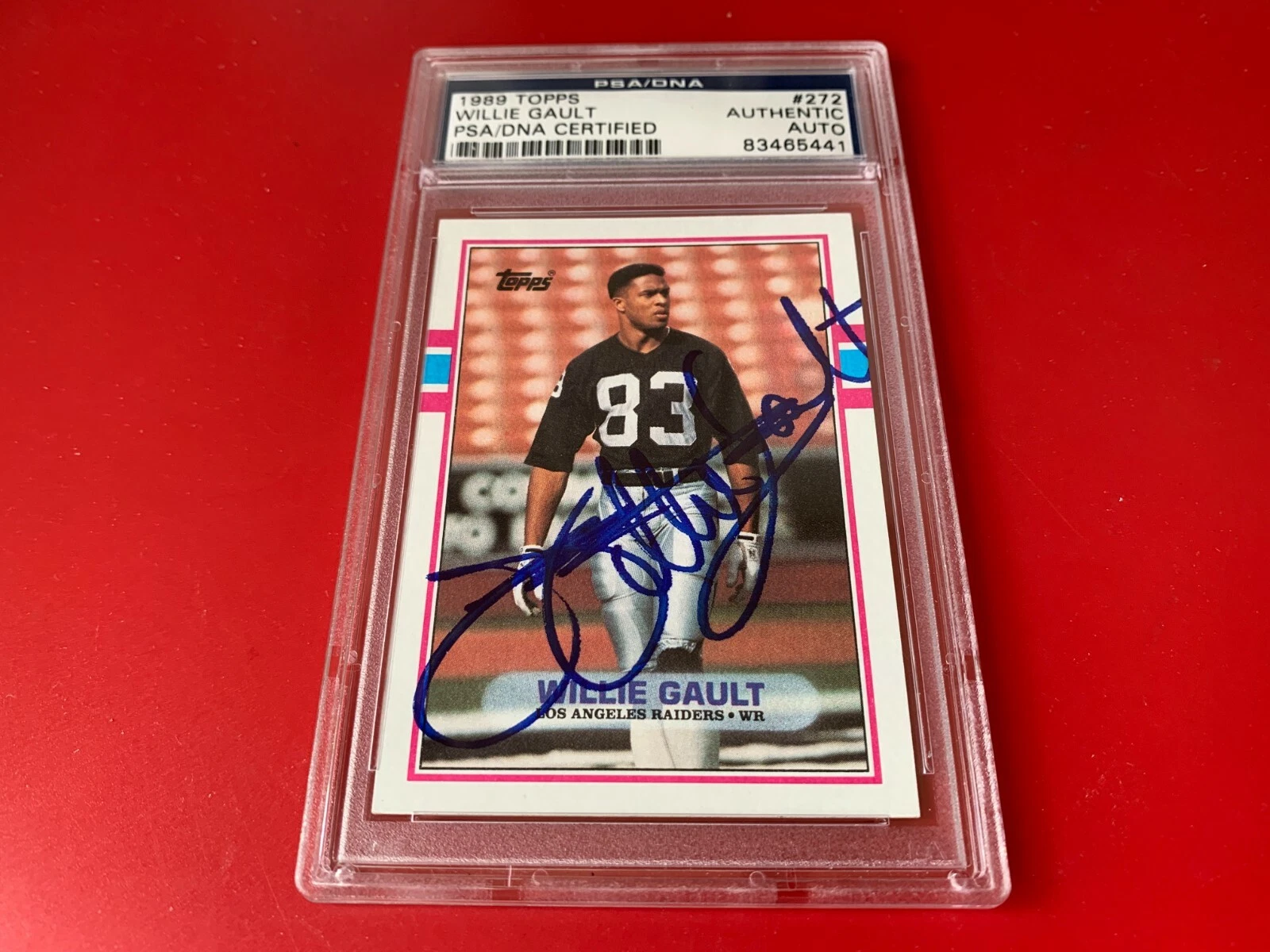 WILLIE GAULT RAIDERS 1989 TOPPS CARD SIGNED AUTO PSA/DNA ENCAPSULATED COLLECTIBLE MEMORABILIA