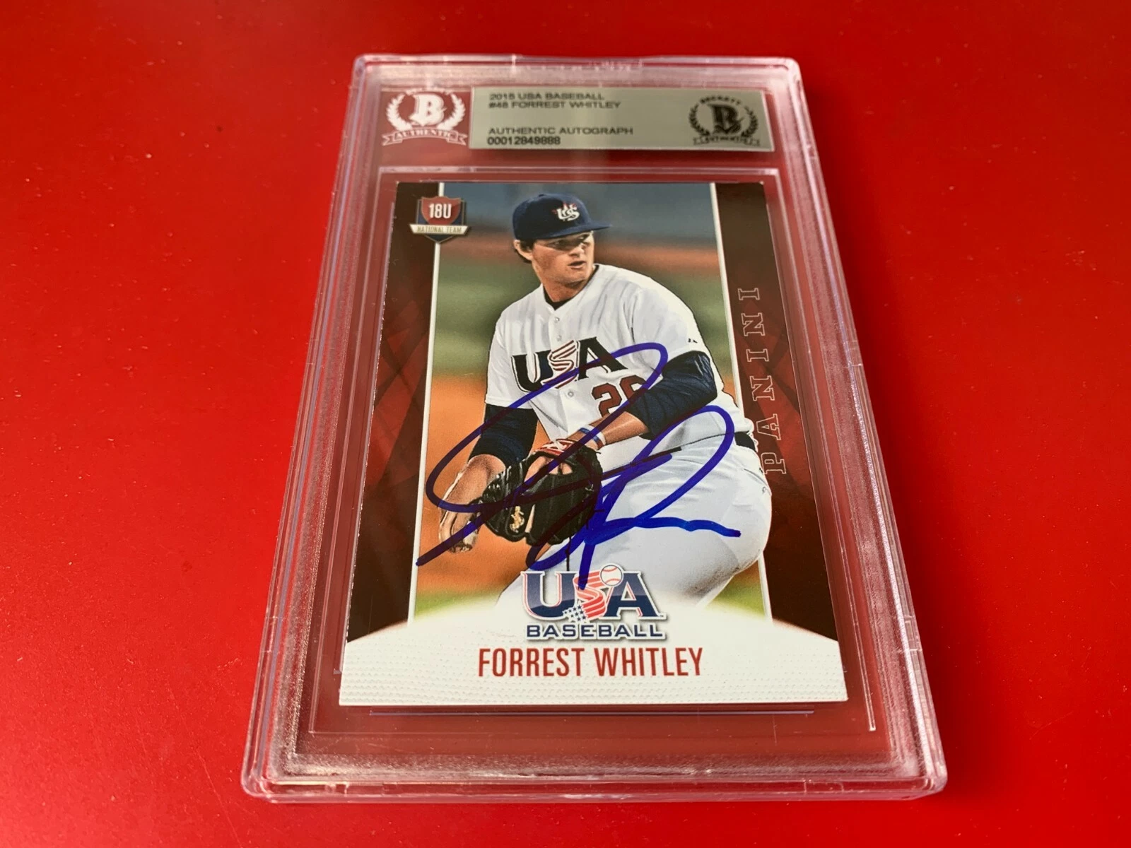 Forrest Whitley 2015 USA Baseball Panini Card Signed Auto Beckett BAS