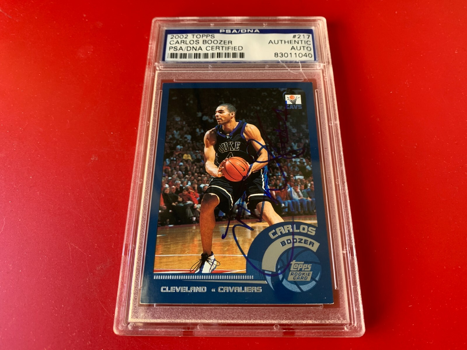 Carlos Boozer DUKE 2002 Topps Rookie Card Signed Auto Beckett BAS