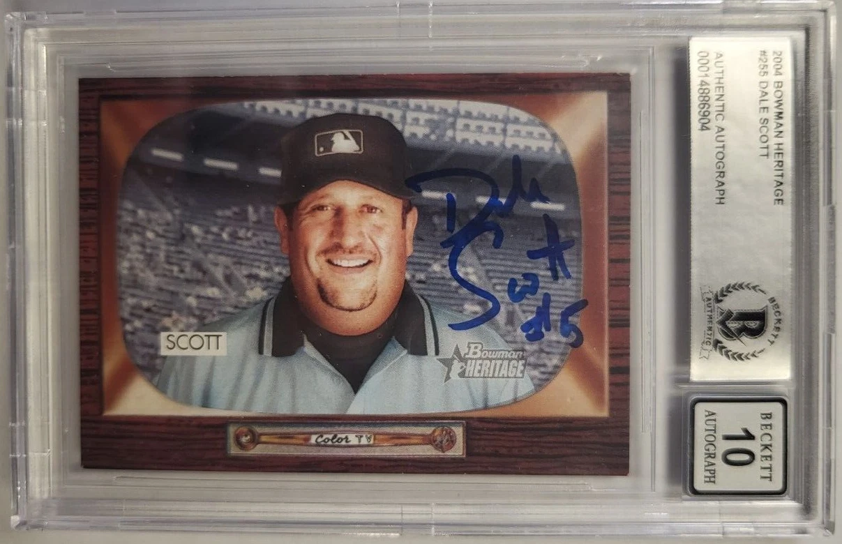 2004 BOWMAN HERITAGE DALE SCOTT #255 AUTHENTIC AUTO CERTIFIED BECKETT 10 CARD