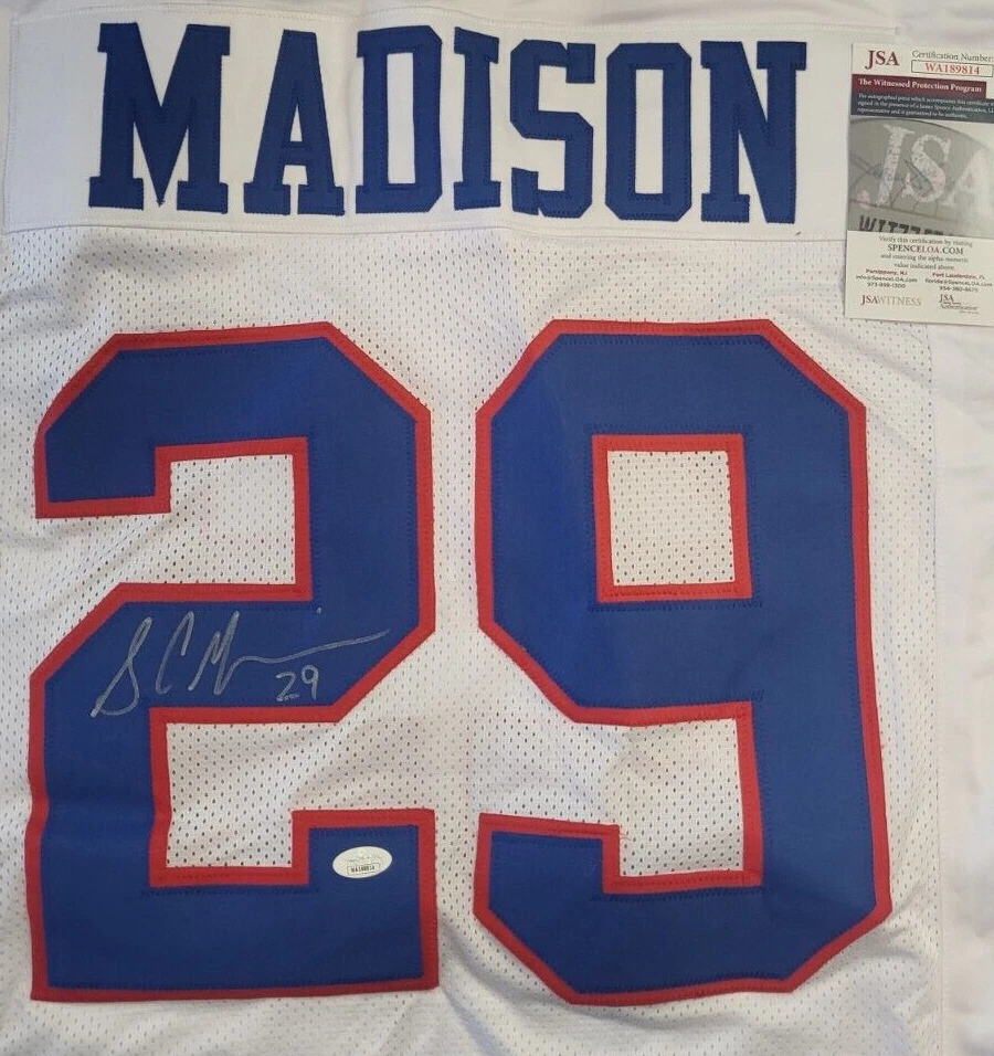 SAM MADISON #29 NEW YORK SIGNED AUTOGRAPHED CUSTOM JERSEY JSA COA #WA189814