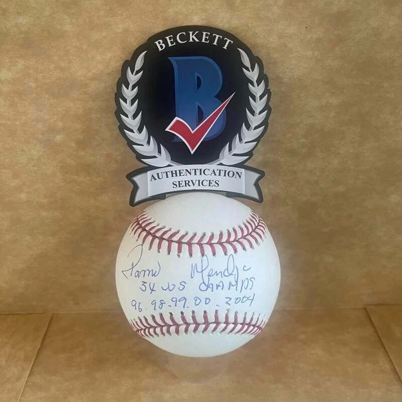 RAMIRO MENDOZA 5X WS CHAMPS STATS SIGNED AUTO  M.L. BASEBALL BECKETT AUTHENTICAT