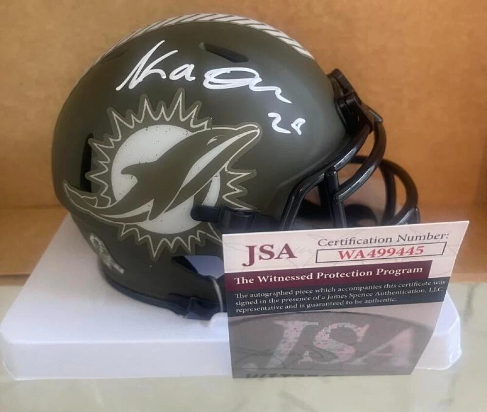 KADER KOHOU DOLPHINS SIGNED AUTO SALUTE TO SERVICE MINI HELMET  JSA WA499445