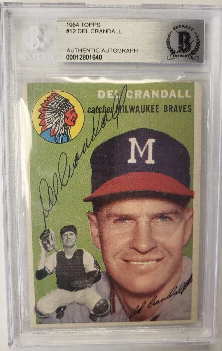 1964 TOPPS DEL CRANDALL #12 BRAVES AUTO SIGNED CERTIFIED BECKETT CARD