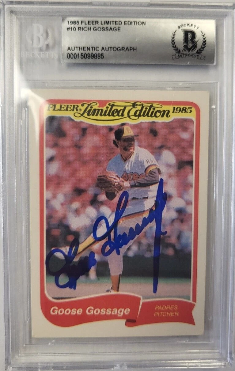 1985 FLEER LIMITED EDITION GOOSE GOSSAGE #10 AUTHENTIC AUTO CERTIFIED BECKETT