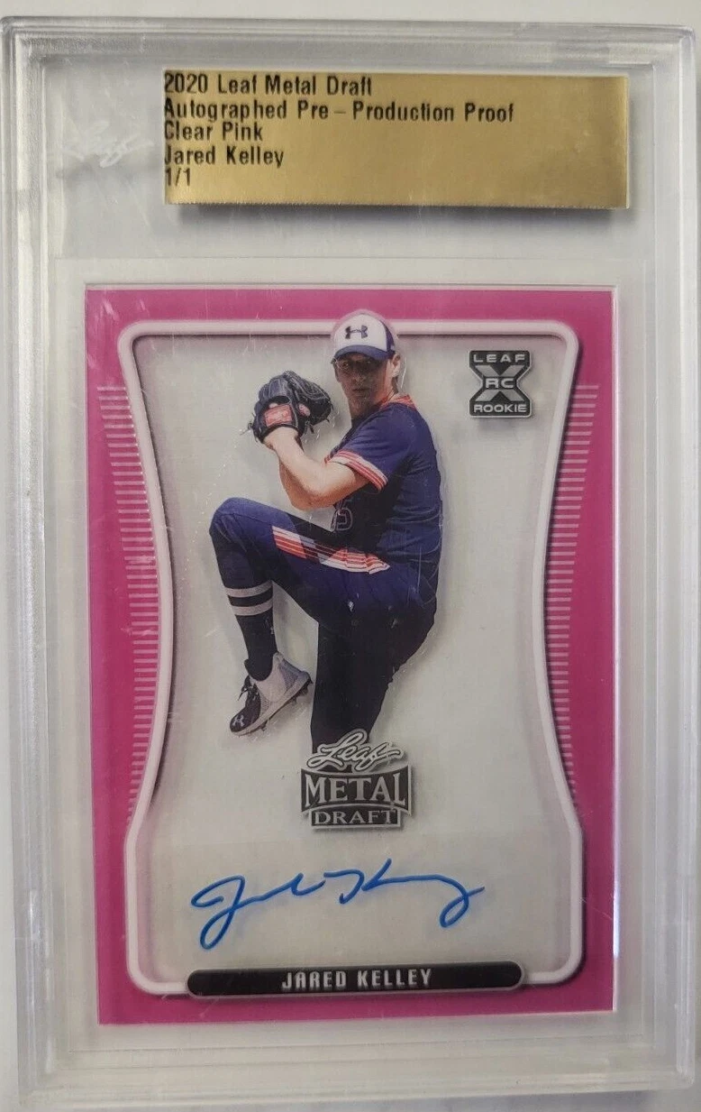 2020 LEAF METAL DRAFT CLEAR PINK JARED KELLEY ROOKIE CARD 1/1  BECKETT RARE