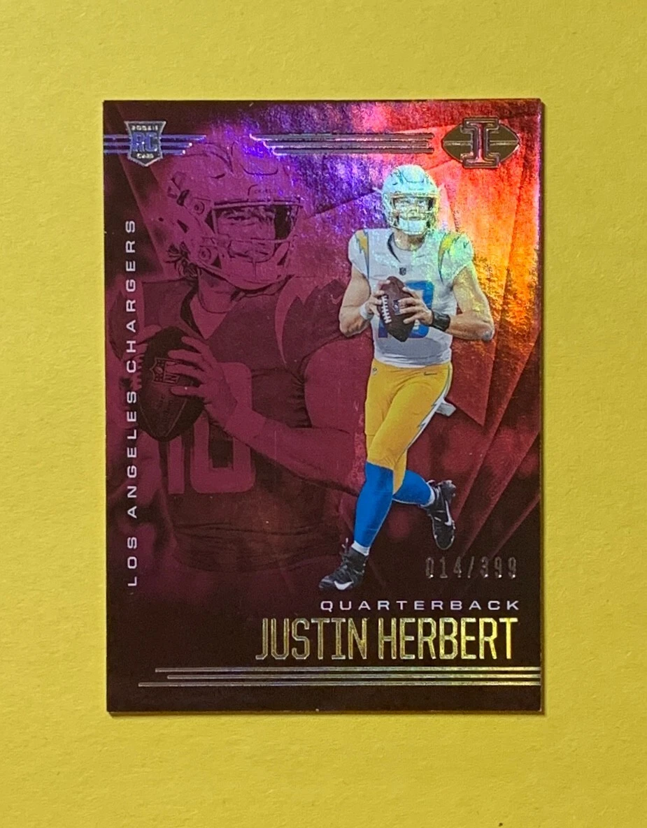 2020 PANINI ILLUSIONS FOOTBALL JUSTIN HERBERT ROOKIE CARD PINK /399 #7 CHARGERS