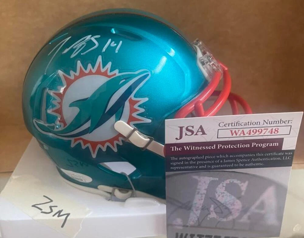TRENT SHERFIELD MIAMI DOLPHINS SIGNED FLASH MINI HELMET JSA WA499748 COLLECTIBLE MEMORABILIA