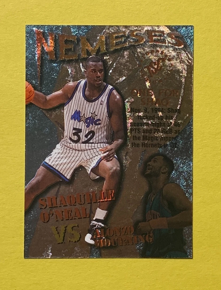 1995 TOPPS STADIUM CLUB NEMESES SHAQ VS ALONZO MOURNING #N4