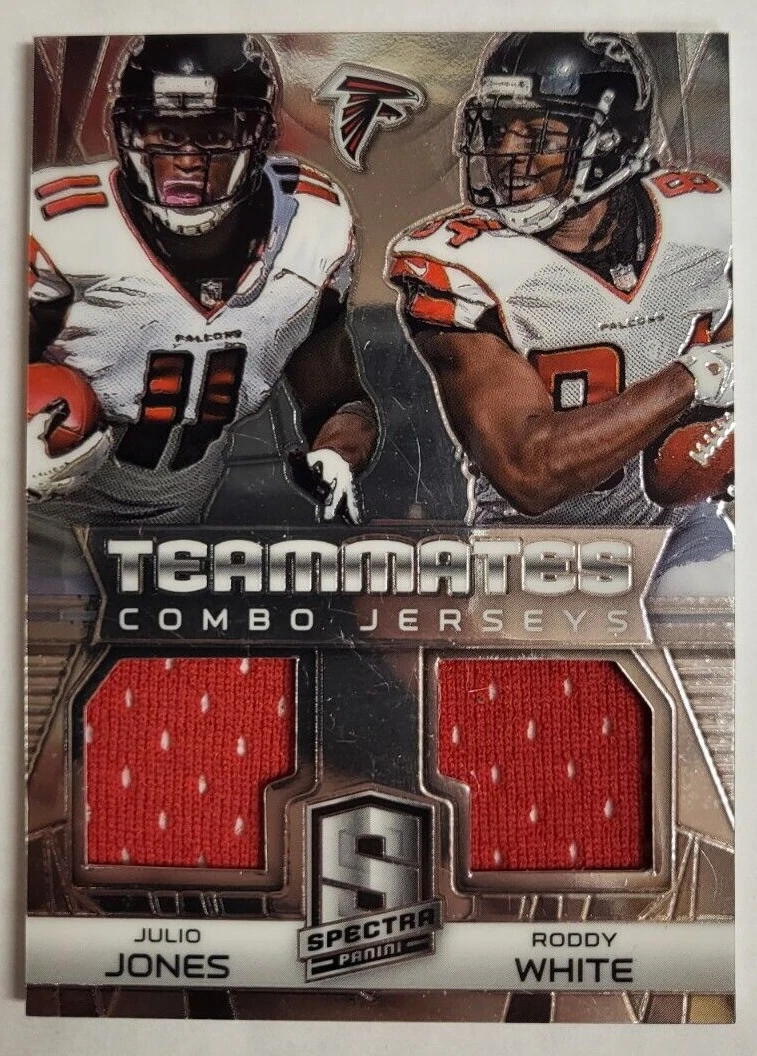 2014 SPECTRA TEAMMATES COMBO JERSEY RELIC JULIO JONES RODDY WHITE /99 CARD