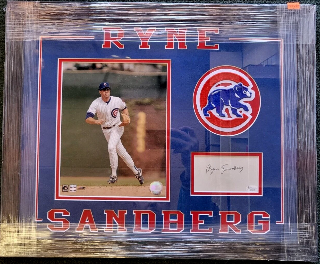 RYNE SANDBERG CUBS SIGNED AUTOGRAPHED INDEX CARD MATTED & FRAMED JSA COA
