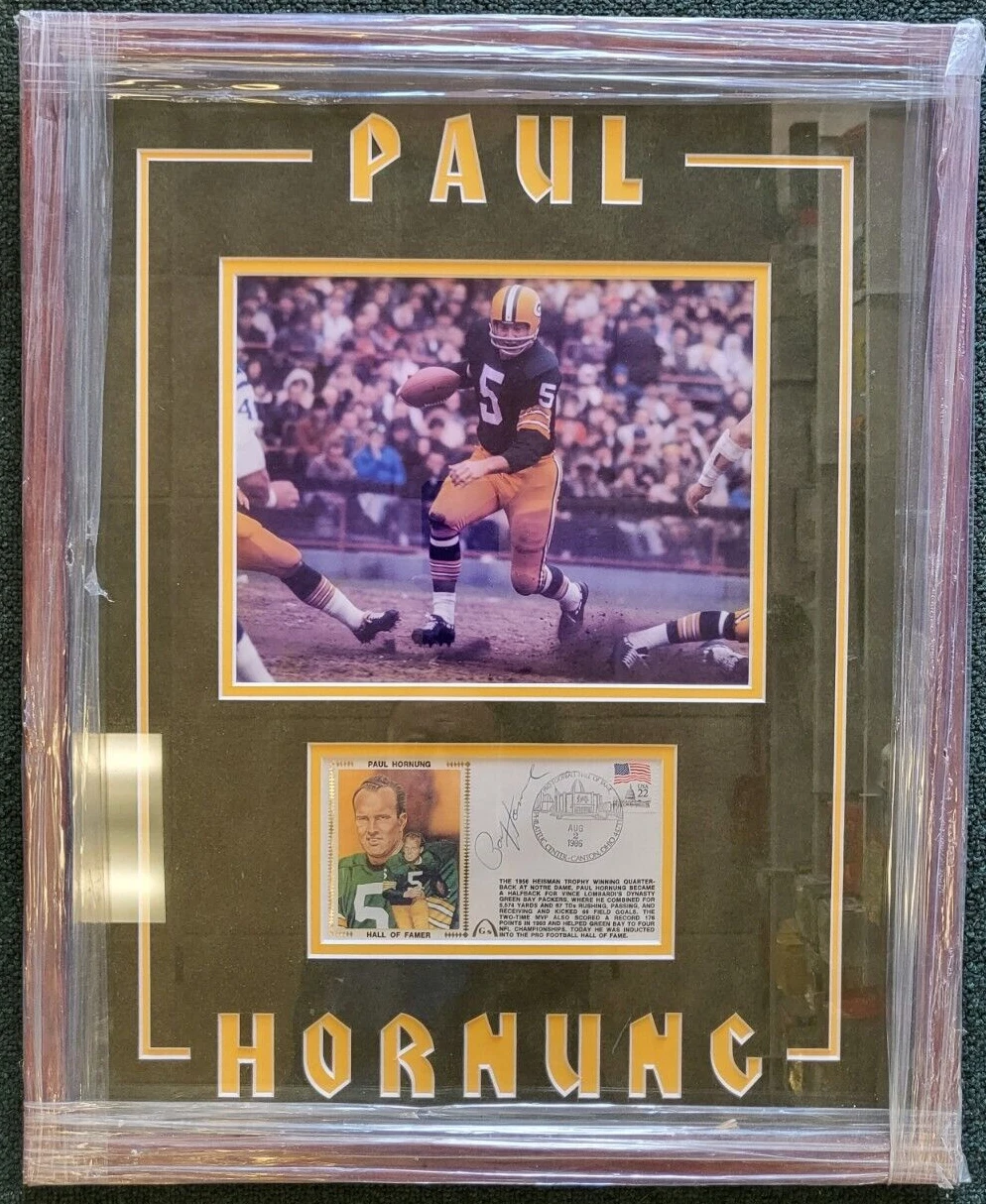 PAUL HORNUNG GB PACKERS SIGNED AUTOGRAPHED CACHET CUT MATTED FRAMED AUTHENTIC