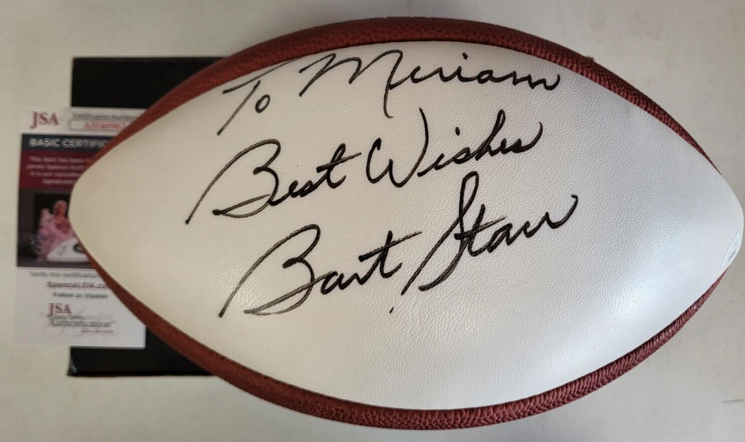BART STAR PACKERS SIGNED AUTOGRAPHED WILSON NFL WHITE PANEL FOOTBALL JSA COA