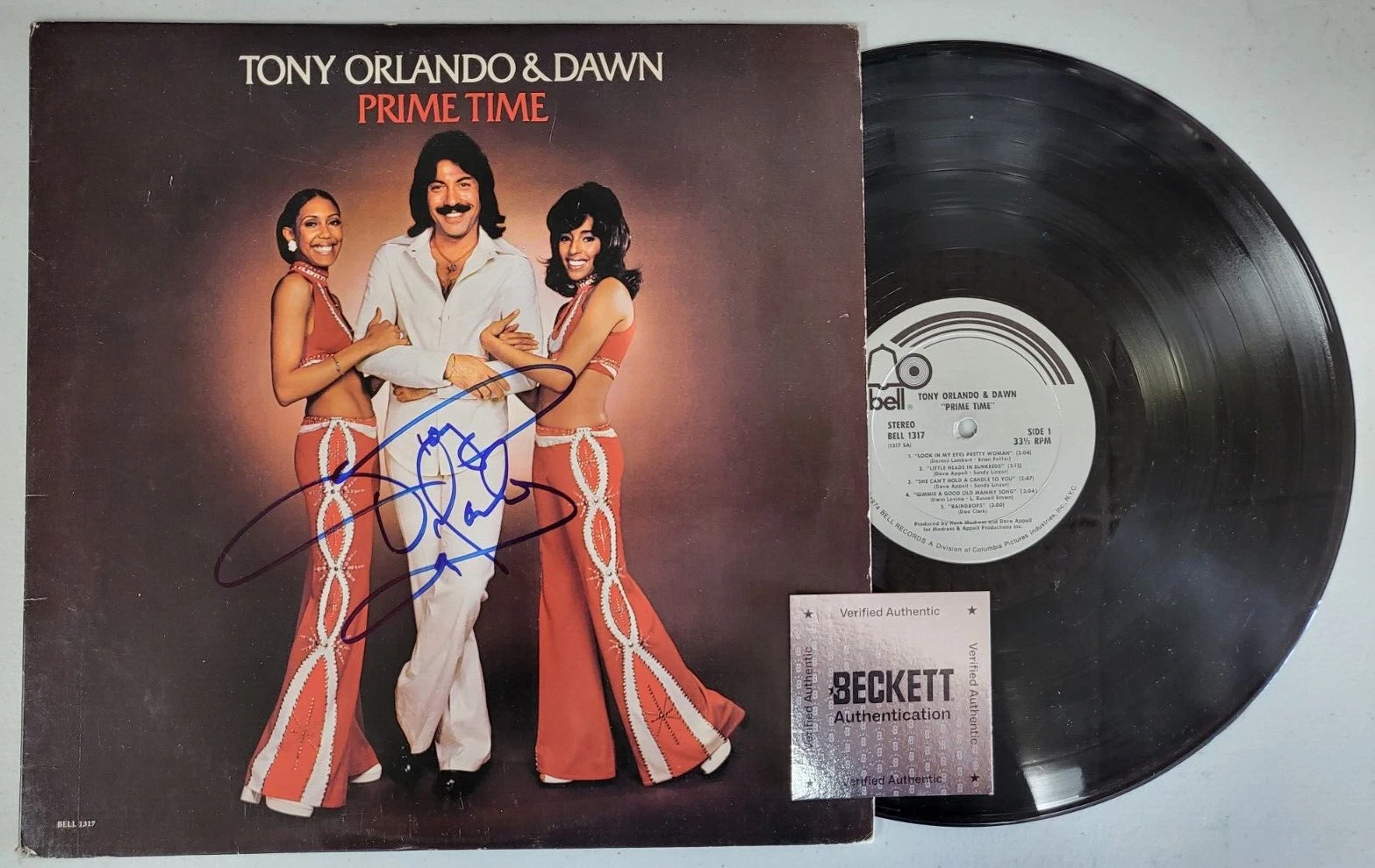TONY ORLANDO PRIME STIME AUTOGRAPHED SIGNED VINYL RECORD ALBUM BECKETT AUTHENTIC