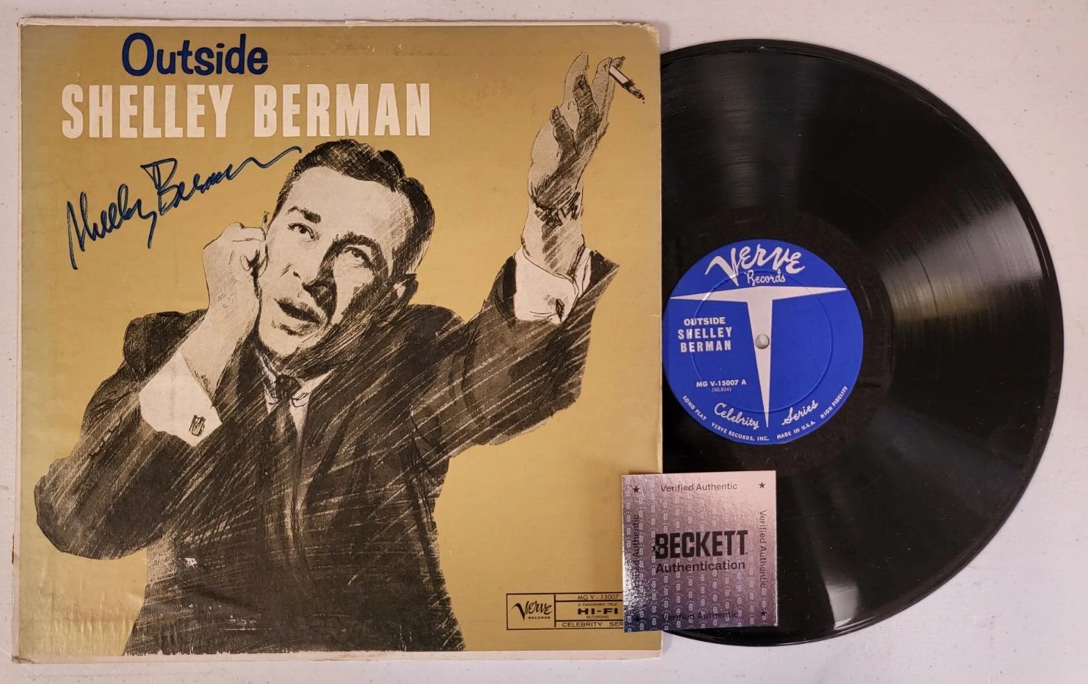 SHELLEY BERMAN TV COMEDIAN SIGNED AUTOGRAPHED VINYL RECORD ALBUM BECKETT AUTH