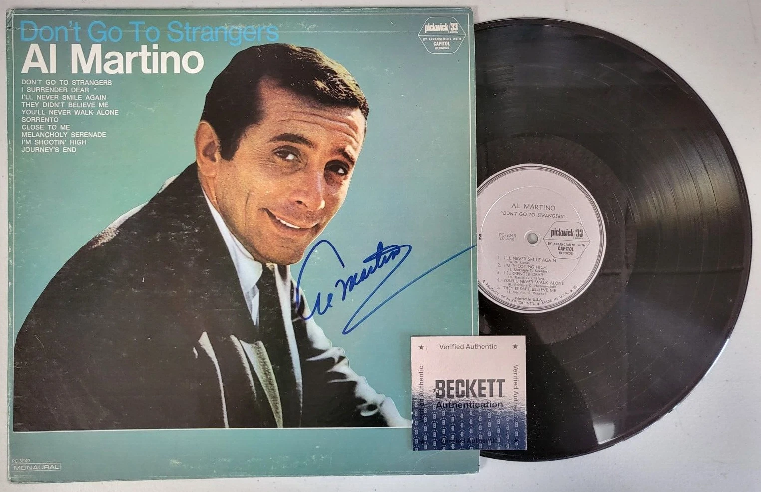 AL MARTINO MUSIC LEGEND SIGNED AUTOGRAPHED VINYL RECORD ALBUM BECKETT AUTH