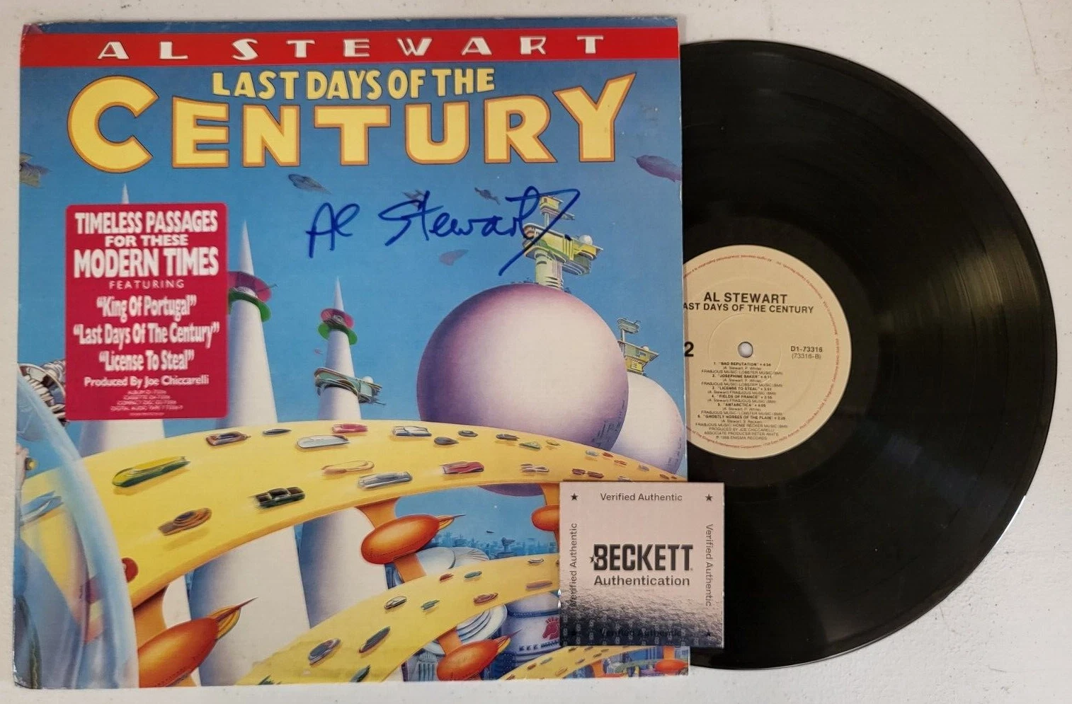 AL STEWART LAST DAYS OF THE CENTURY AUTOGRAPHED VINYL RECORD ALBUM BECKETT AUTH