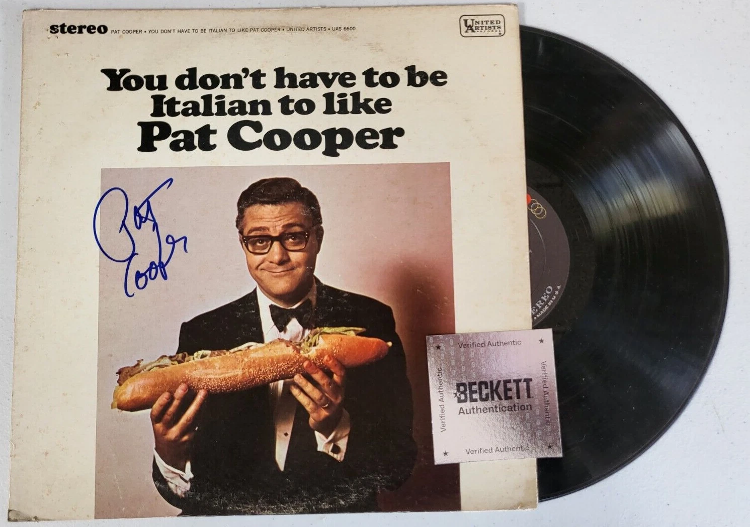 PAT COOPER COMEDIAN SIGNED AUTOGRAPHED VINYL RECORD ALBUM BECKETT AUTHENTIC