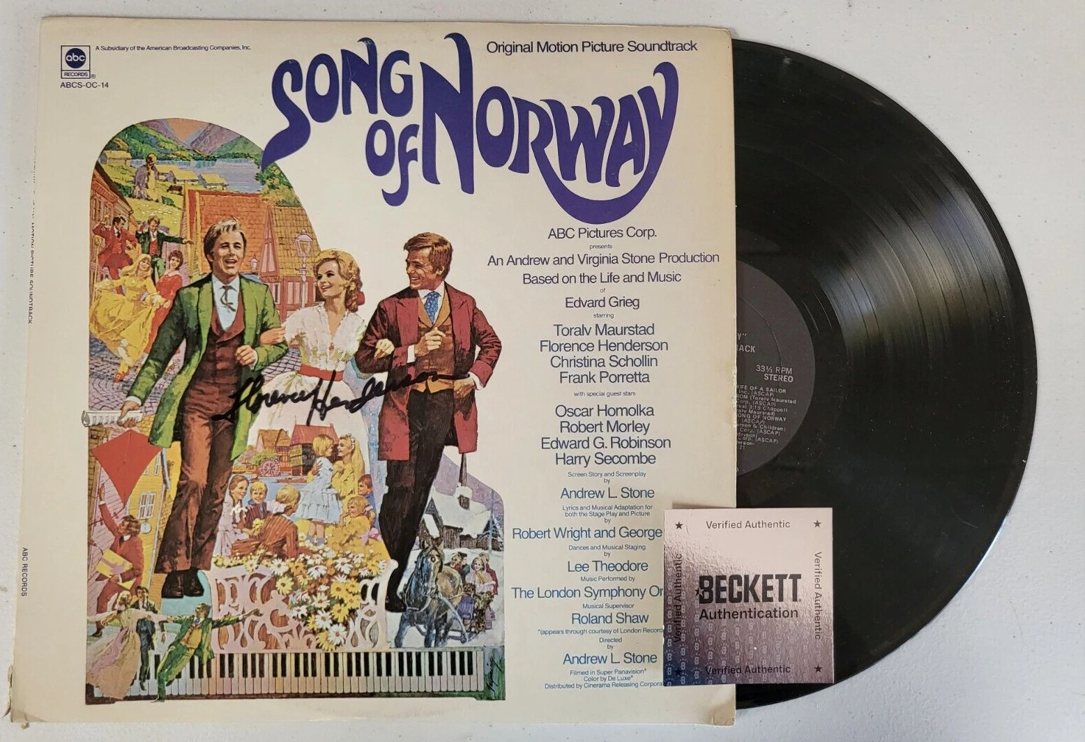 SONG OF NORWAY FLORENCE HENDERSON AUTOGRAPHED VINYL RECORD ALBUM BECKETT AUTH