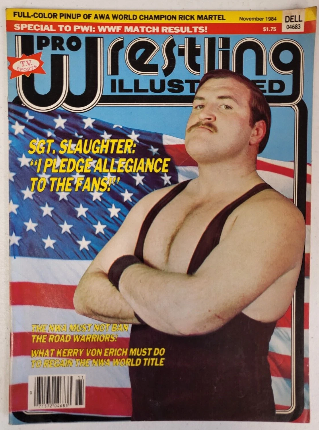 PRO WRESTLING ILLUSTRATED MAGAZINE SGT SLAUGHTER COVER RICK MARTEL POSTER INSIDE