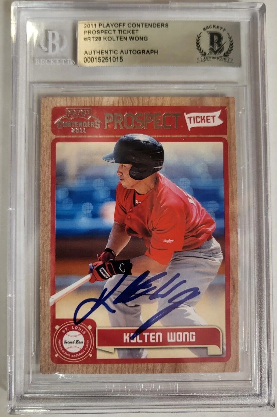 2011 PLAYOFF CONTENDERS PROSPECT TICKET KOLTEN WONG AUTO SIGNED CARD BECKETT
