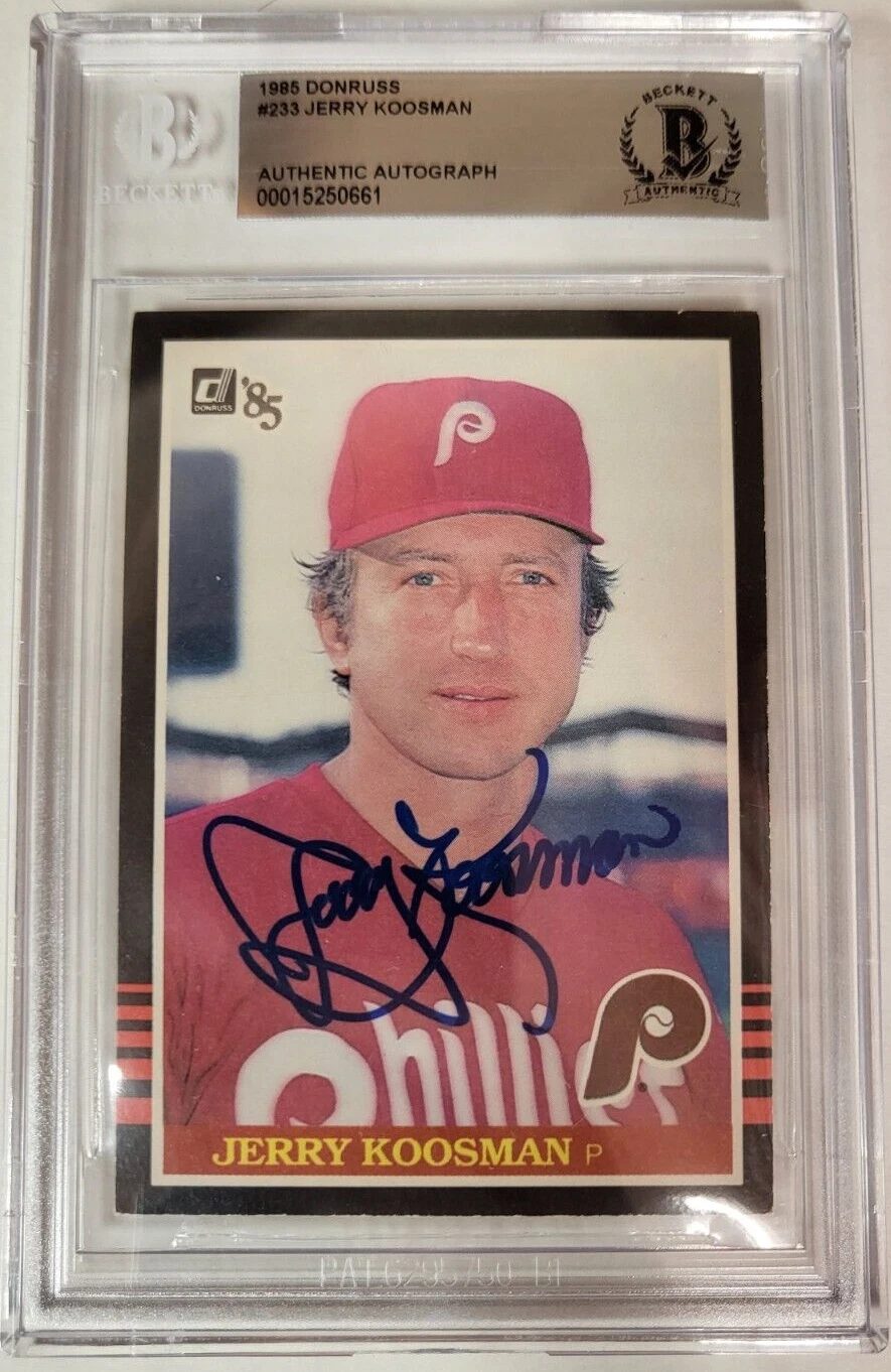 1985 DONRUSS JERRY KOOSMAN PHILLIES #233 AUTO SIGNED CARD BECKETT AUTHENTIC