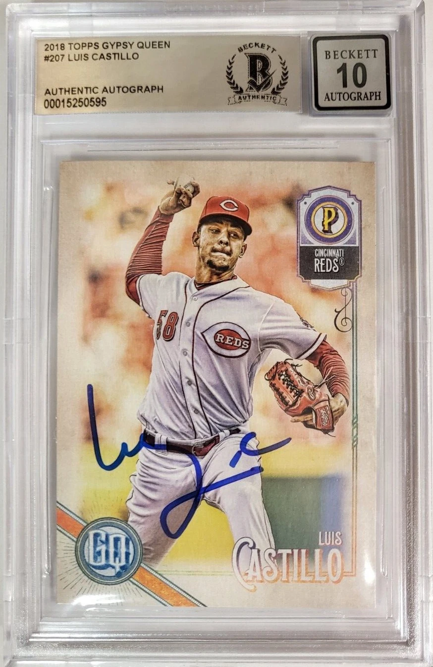 2018 TOPPS GYPSY QUEEN LUIS CASTILLO REDS #207 AUTO SIGNED CARD BECKETT AUTH