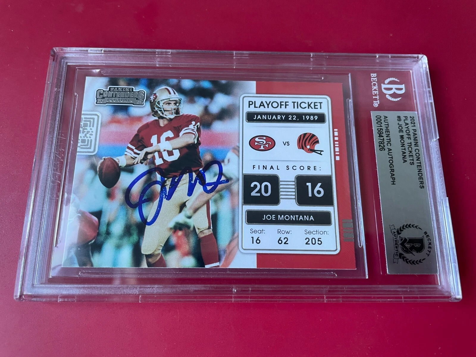 Joe Montana 49ers  HOF 2021 Panini Contenders Card Signed Auto Beckett BAS