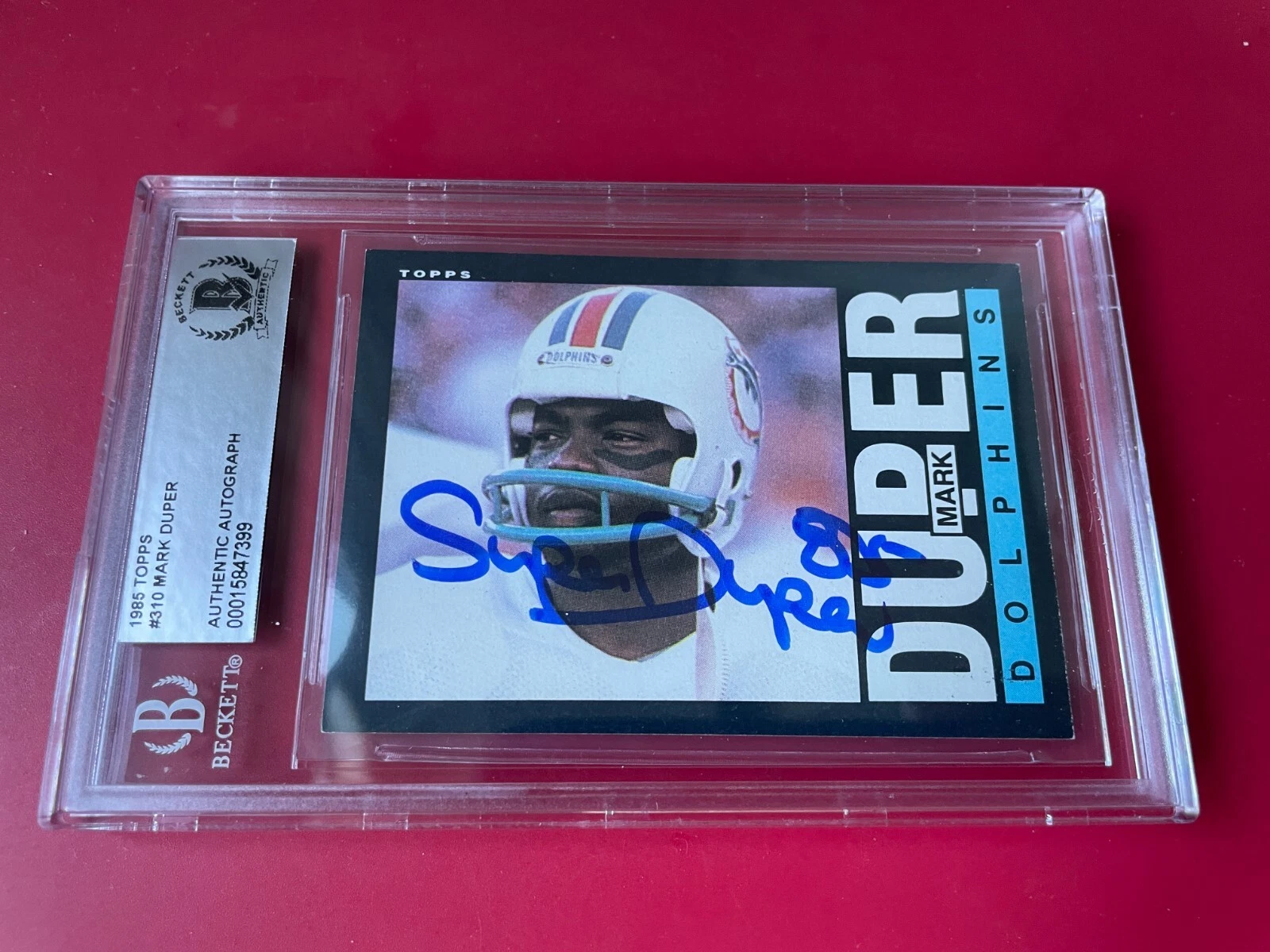 Mark Duper Dolphins 1985 Topps Rookie Card Signed Auto Beckett BAS Slabbed