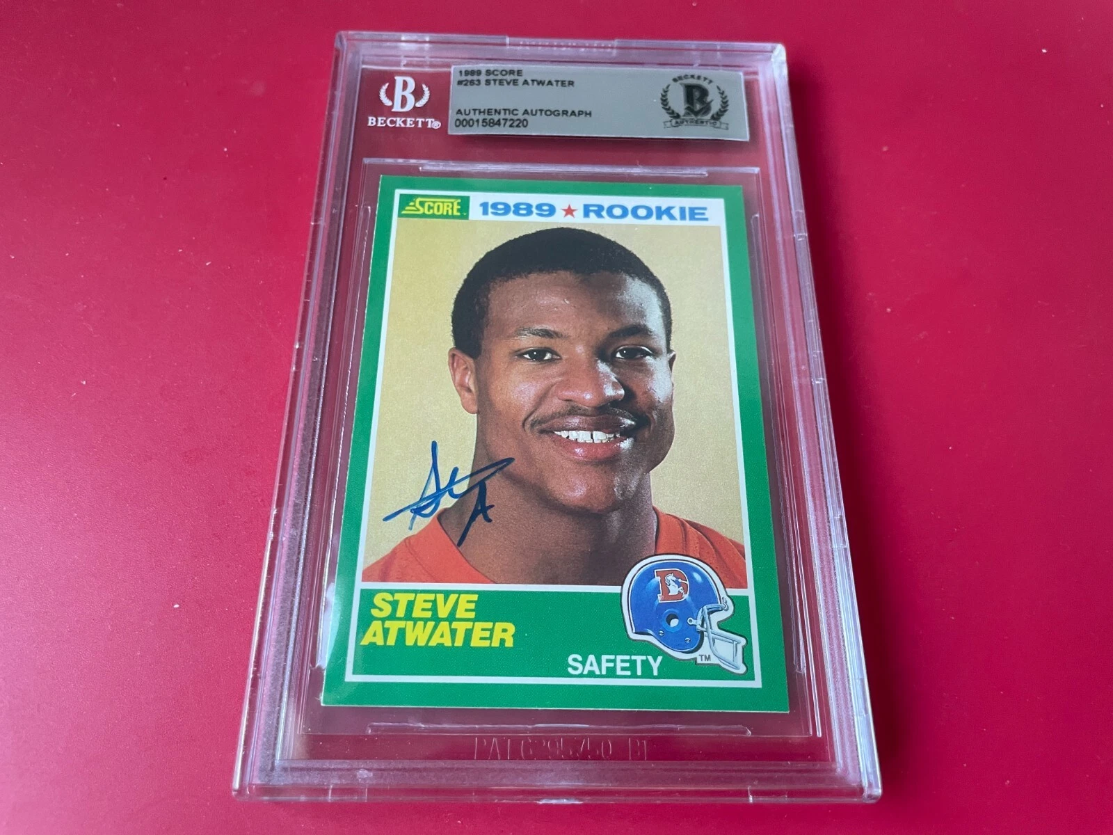Steve Atwater Broncos HOF 1989 Score Rookie Card Signed Auto Beckett BAS