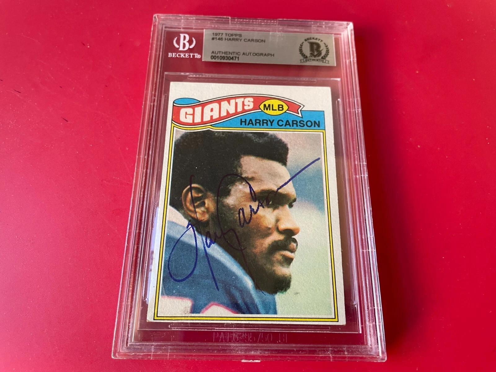 Harry Carson Giants 1977 Topps Rookie Card Signed Auto Beckett BAS Slabbed