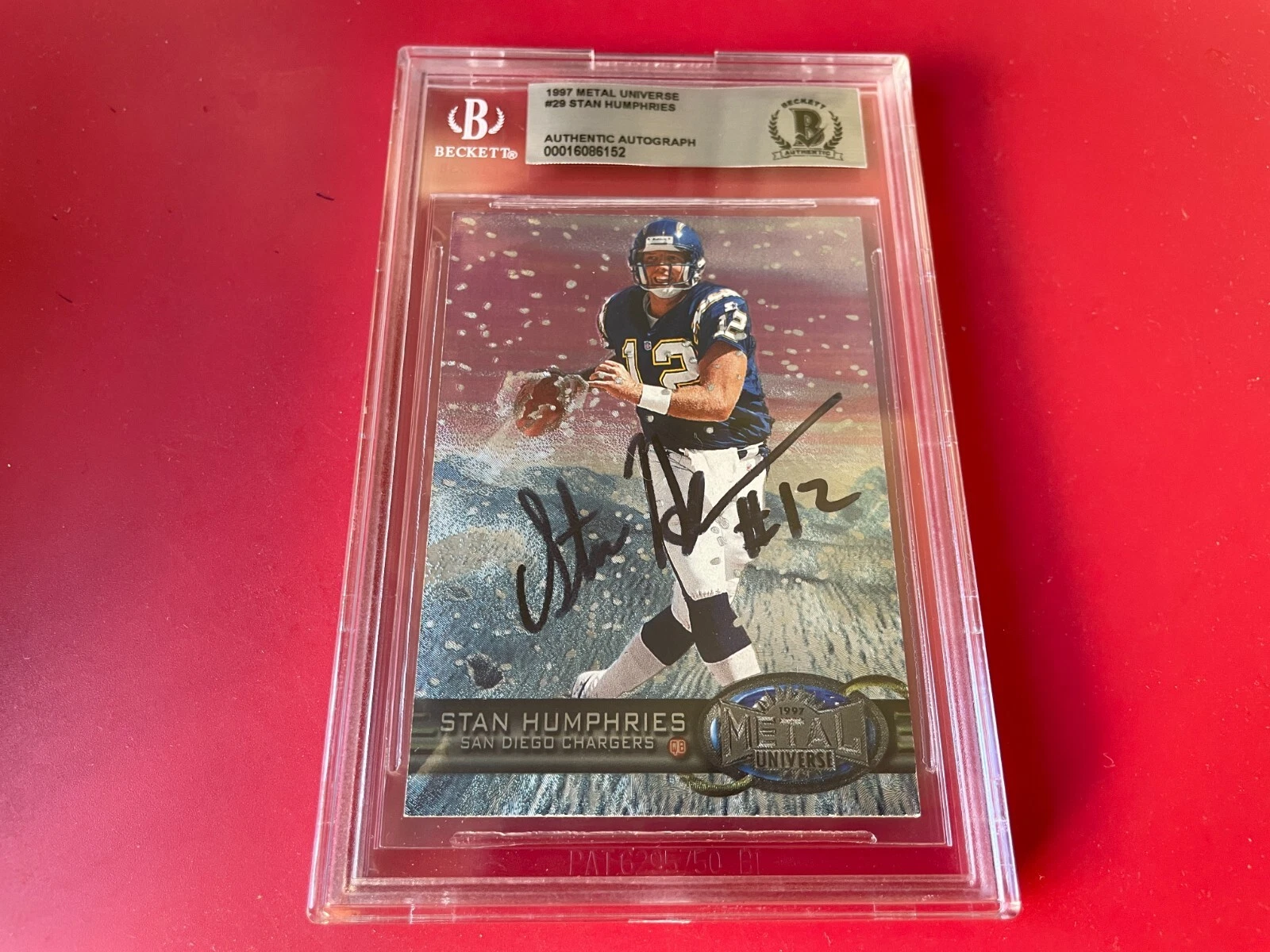 Stan Humphries Chargers 1997 Metal Universe Card Signed Auto Beckett BAS Slabbed