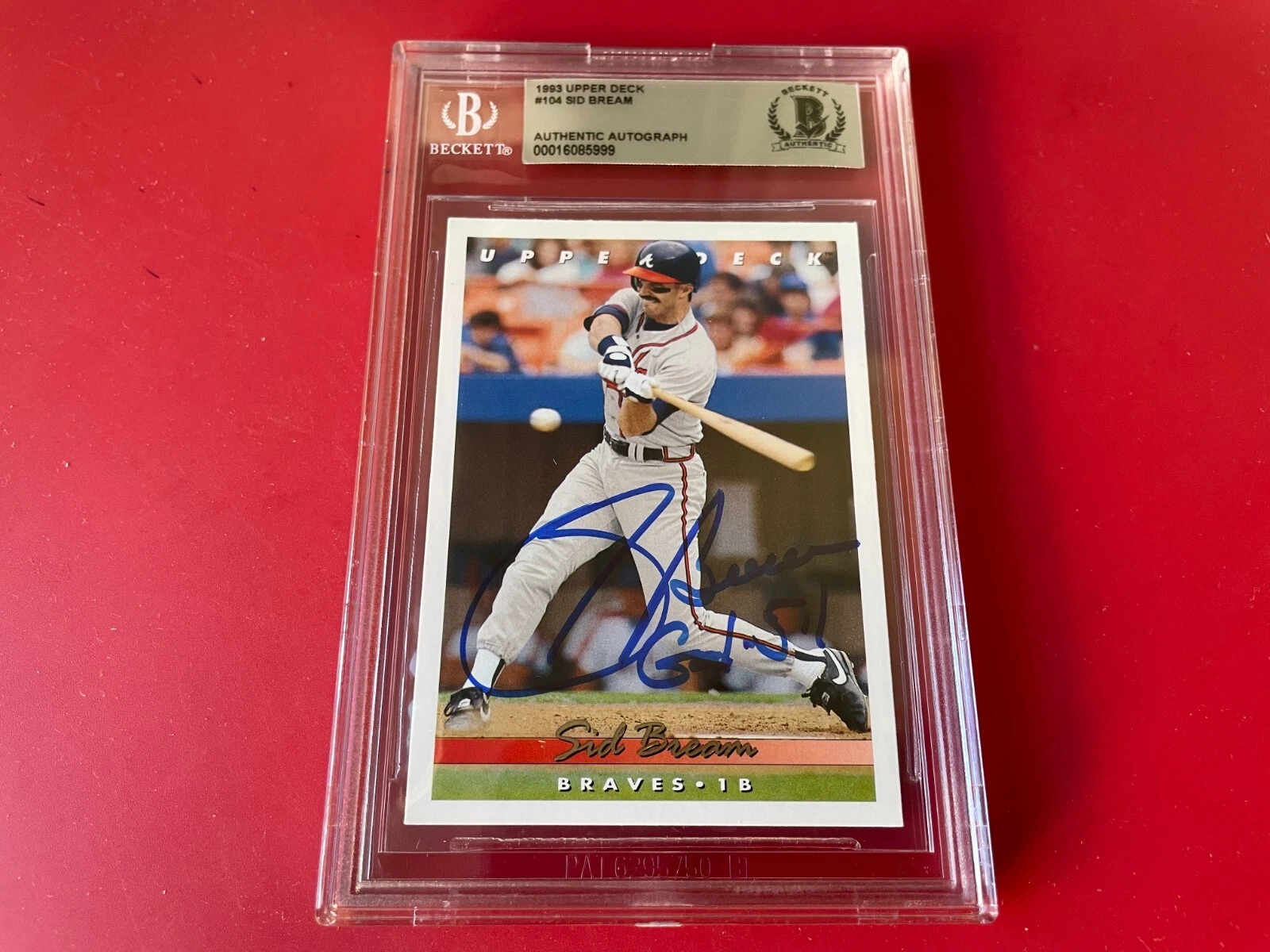 Sid Bream Braves  1993 Upper Deck Card Signed Auto Beckett BAS COA