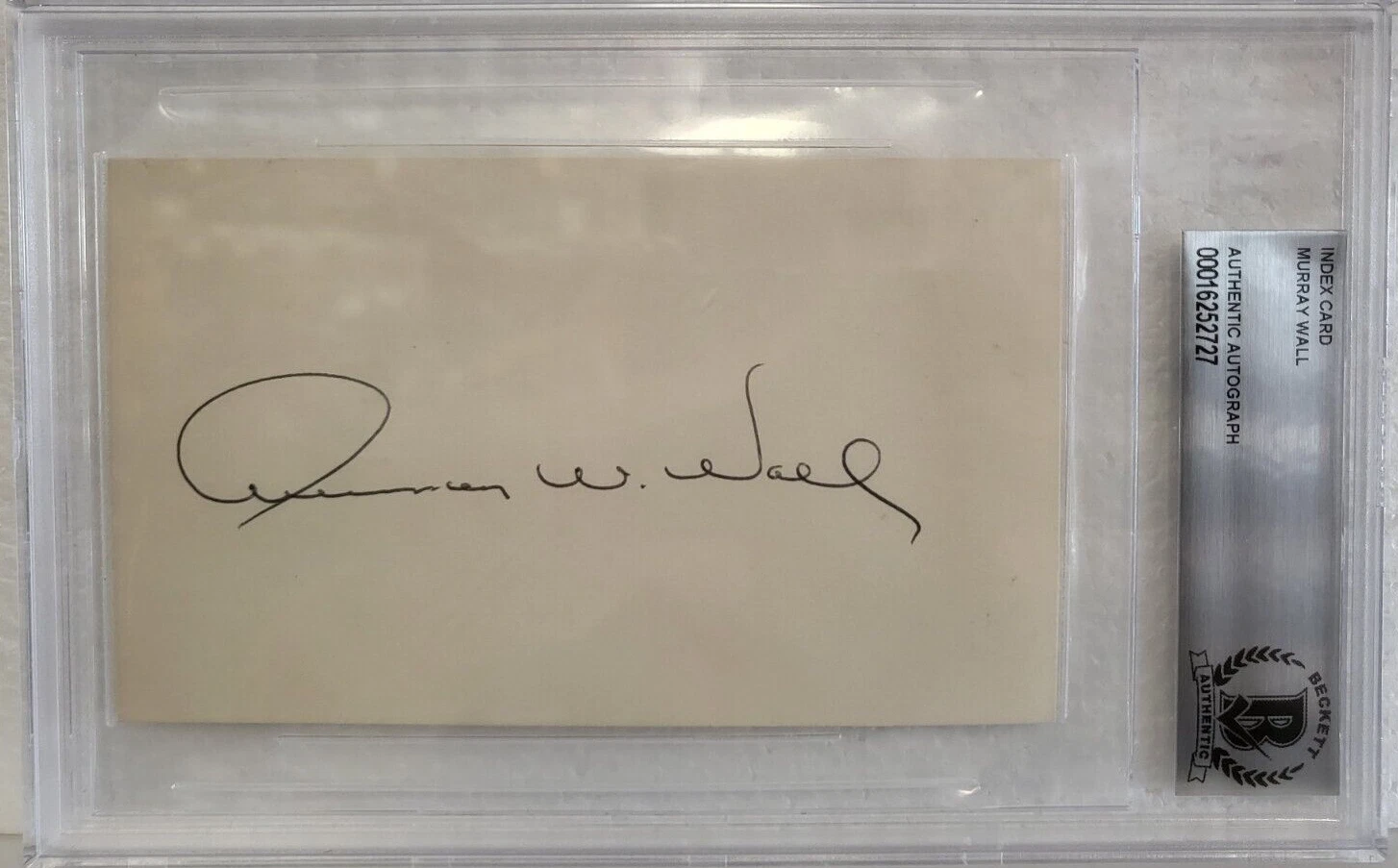 MURRAY WALL BOSTON BRAVES SIGNED AUTOGRAPHED AUTO INDEX CARD BECKETT AUTHENTIC COLLECTIBLE MEMORABILIA