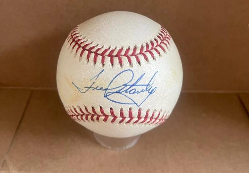 FRED STANLEY NY YANKEES SIGNED AUTOGRAPHED M.L. BASEBALL BECKETT AUTH