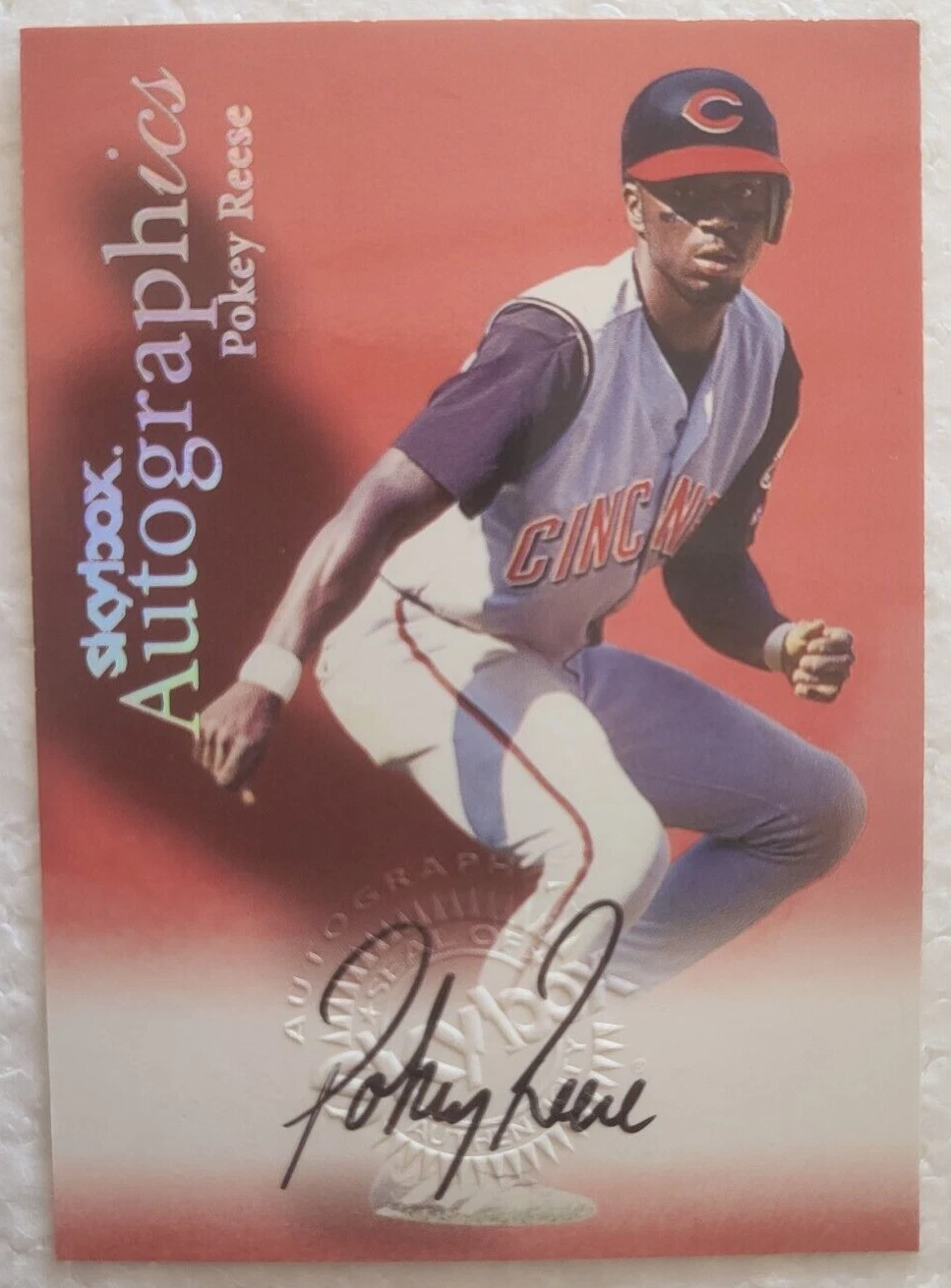 1999 SKYBOX AUTOGRAPHICS POKEY REESE CINCINNATI REDS SIGNED AUTO AUTOGRAPH CARD